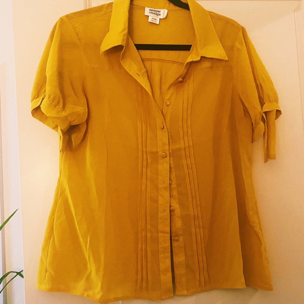 Sheer mustard blouse